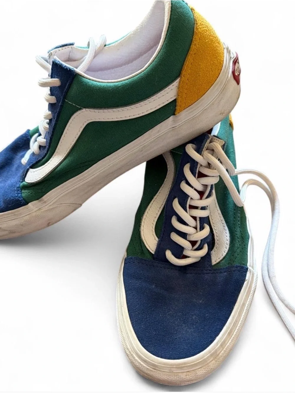 Vans Green & Blue Low-Top Canvas Sneakers with White Stripe